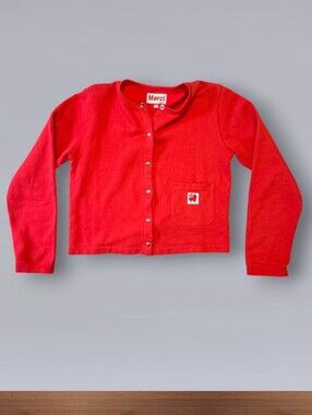 Merci Rose Paris Red Button Front Cardigan Sweater Size Small Like New Cotton